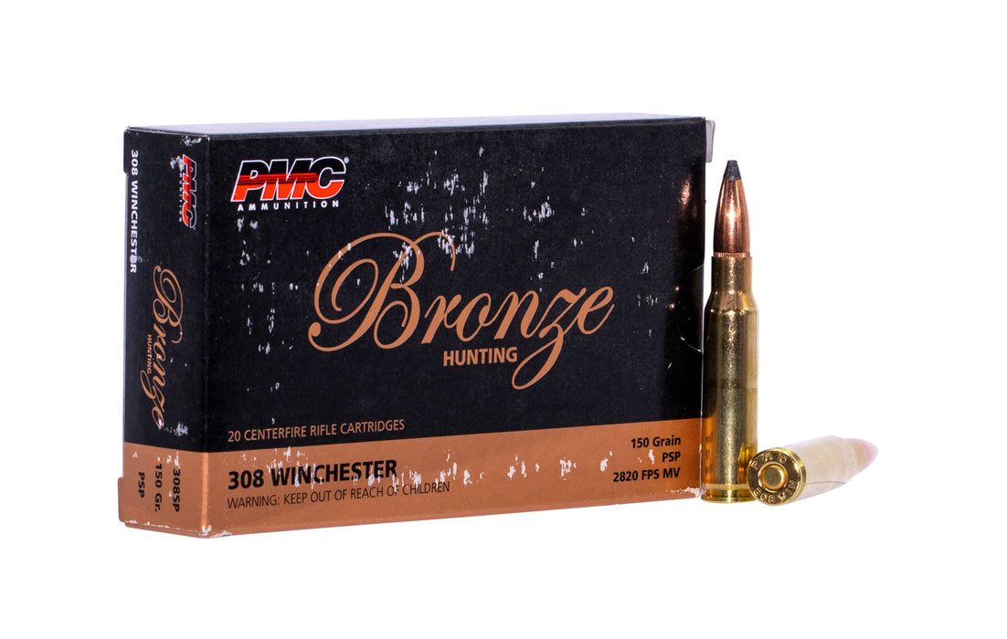PMC 308SP Bronze  308 Win 150 gr Pointed Soft Point (PSP) 20 Per Box/10 Cs