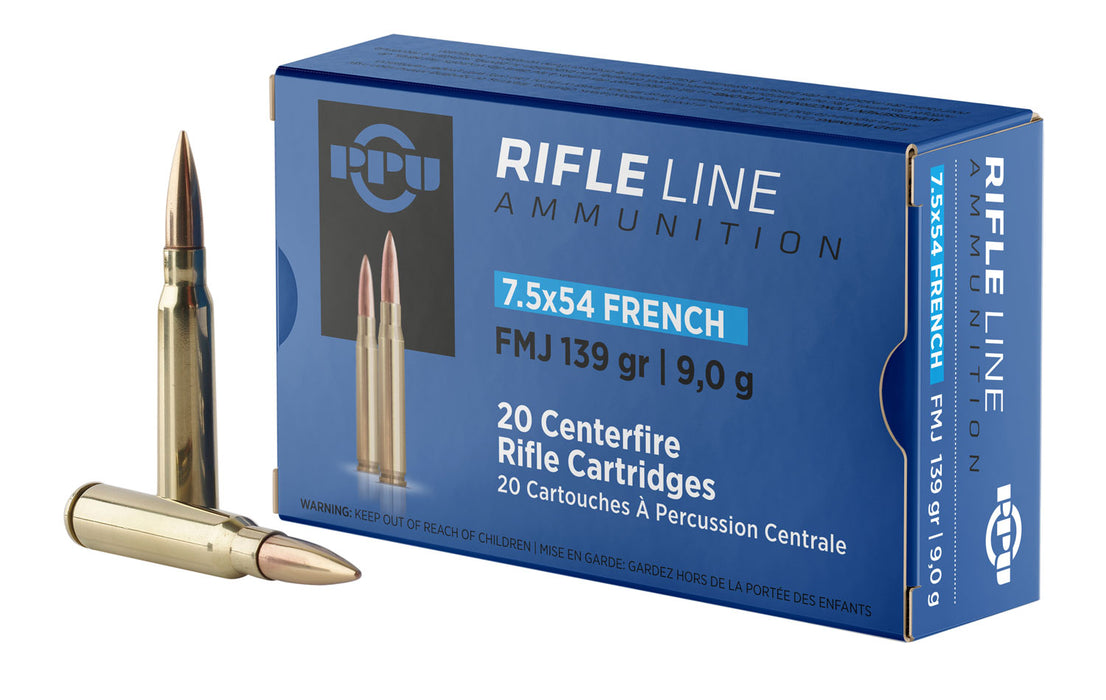 PPU PP7F Metric Rifle  7.5x54 French 139 gr 2600 fps Full Metal Jacket (FMJ) 20 Bx/10 Cs