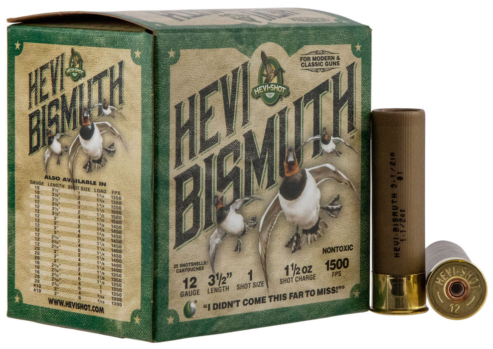 HEVI-Shot HS14501 HEVI-Bismuth Waterfowl 12 Gauge 3.50" 1 1/2 oz 1500 fps Bismuth 1 Shot 25 Bx/10 Cs