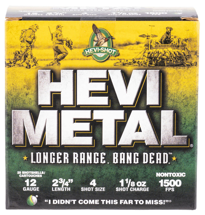 HEVI-Metal HS38704 Hevi-Metal Longer Range 12 Gauge 2.75" 1 1/8 oz 1500 fps 4 Shot 25 Bx/10 Cs