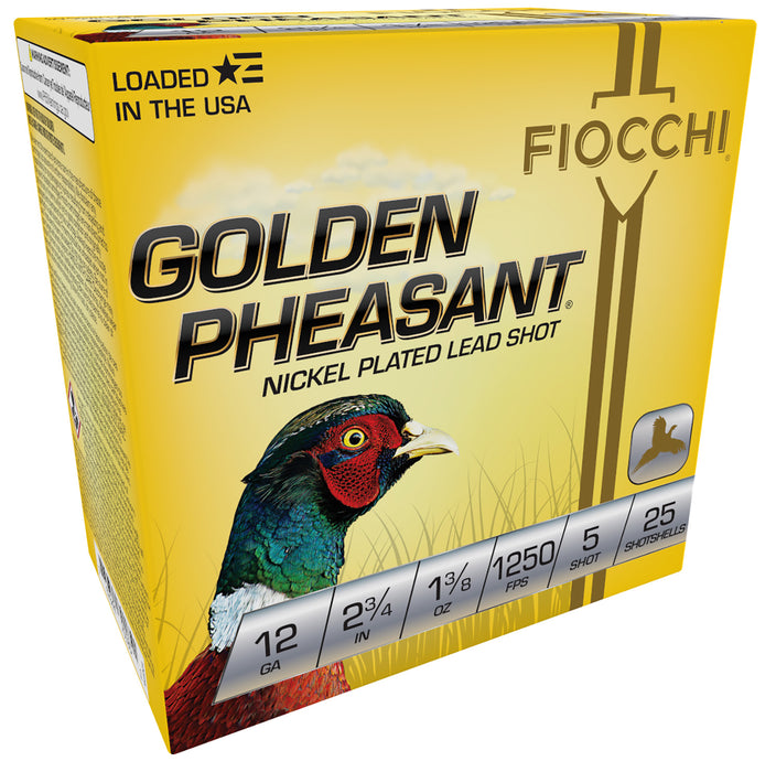 Fiocchi 12GP5 Golden Pheasant  12 Gauge 2.75" 1 3/8 oz 1250 fps 5 Shot 25 Bx/10 Cs