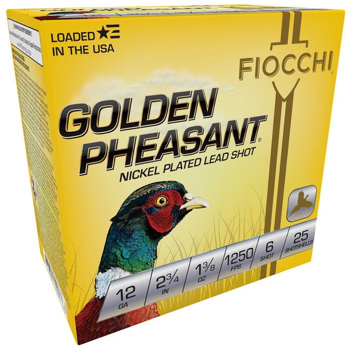 Fiocchi 12GP6 Golden Pheasant  12 Gauge 2.75" 1 3/8 oz 1250 fps 6 Shot 25 Bx/10 Cs