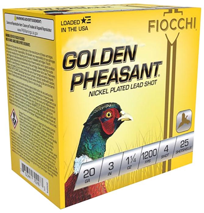 Fiocchi 203GP4 Golden Pheasant  20 Gauge 3" 1 1/4 oz 1200 fps 4 Shot 25 Bx/10 Cs