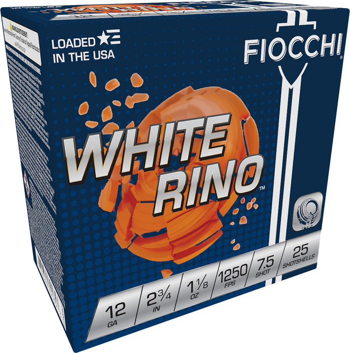 Fiocchi 12WRNO75 Exacta Target White Rino Target 12 Gauge 2.75" 1 1/8 oz 1250 fps 7.5 Shot 25 Bx/10 Cs