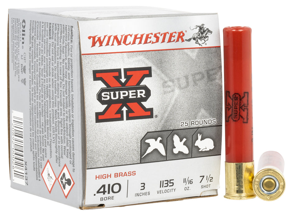 Winchester Ammo X4137 Super X Heavy Game Load High Brass 410 Gauge 3" 11/16 oz 1135 fps 7.5 Shot 25 Bx/10 Cs