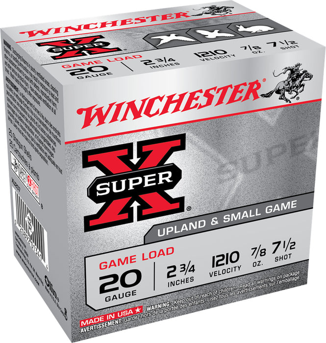 Winchester Ammo XU207 Super X Game Load 20 Gauge 2.75" 7/8 oz 1210 fps 7.5 Shot 25 Bx/10 Cs