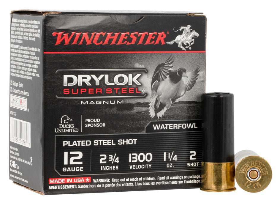 Winchester Ammo XSM122 DryLock Super Magnum 12 Gauge 2.75" 1 1/4 oz 1300 fps 2 Shot 25 Bx/10 Cs