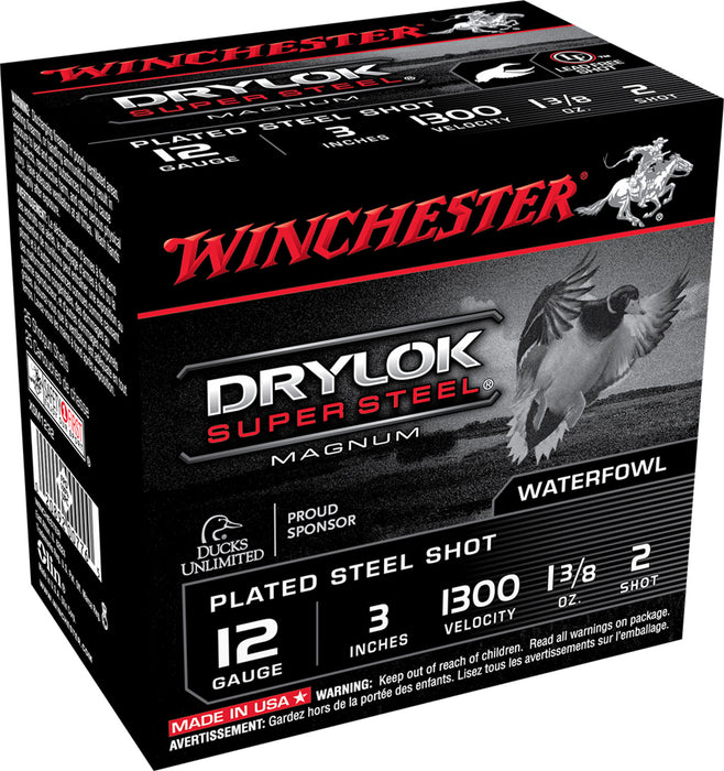 Winchester Ammo XSM1232 DryLock Super Magnum 12 Gauge 3" 1 3/8 oz 1300 fps 2 Shot 25 Bx/10 Cs