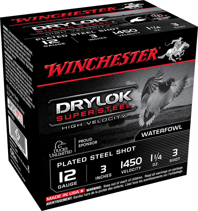 Winchester Ammo SSH1233 DryLock Super  High Velocity 12 Gauge 3" 1 1/4 oz 1450 fps 3 Shot 25 Bx/10 Cs