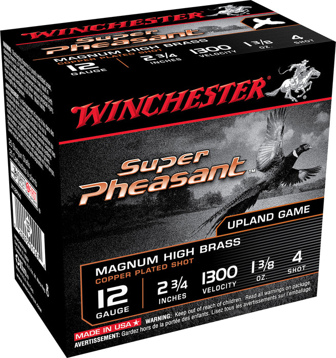 Winchester Ammo X12PH4 Super Pheasant Magnum High Brass 12 Gauge 2.75" 1 3/8 oz 1300 fps 4 Shot 25 Bx/10 Cs