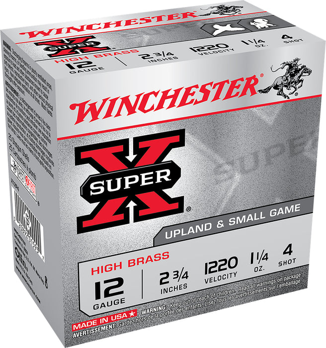 Winchester Ammo X12P4 Super X Game Load High Brass 12 Gauge 2.75" 1 1/4 oz 1220 fps 4 Shot 25 Bx/10 Cs for Pheasant