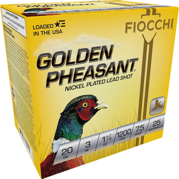 Fiocchi 203GP75 Golden Pheasant  20 Gauge 3" 1 1/4 oz 1245 fps 7.5 Shot 25 Bx/10 Cs