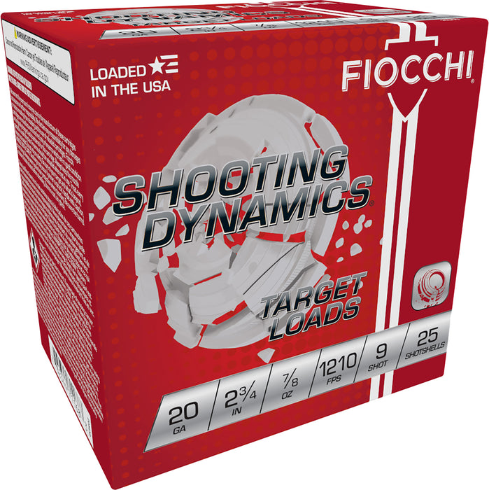 Fiocchi 20SD9 Shooting Dynamics Target 20 Gauge 2.75" 7/8 oz 1210 fps 9 Shot 25 Bx/10 Cs