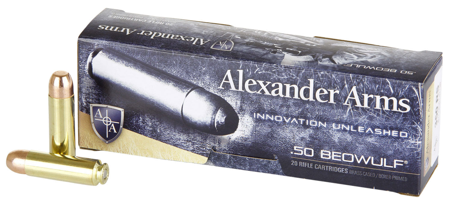 Alexander Arms AB350RSBOX Round Shoulder  50 Beowulf 350 gr Flat Point (FP) 20 Per Box/10 Cs