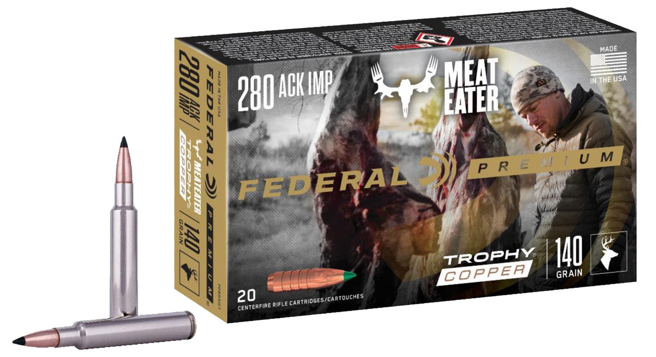 Federal P280A1TC1 Premium  280 Ackley Improved 140 gr 3075 fps Trophy Copper (TC) 20 Bx/10 Cs