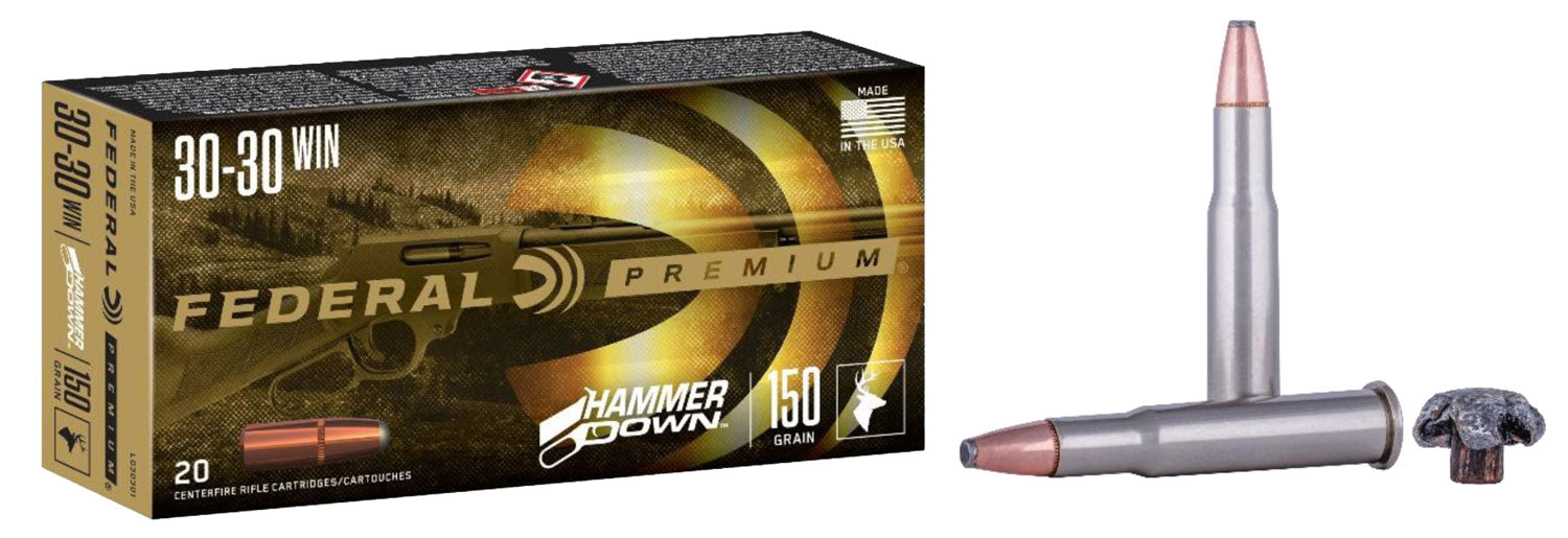 Federal LG30301 Premium HammerDown 30-30 Win 150 gr 2390 fps Bonded Soft Point 20 Bx/10 Cs