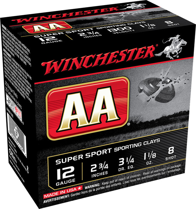 Winchester Ammo AASC128VP AA Sporting Clay 12 Gauge 2.75" 1 1/8 oz 1300 fps 8 Shot 100 Bx/2 Cs (Value Pack)