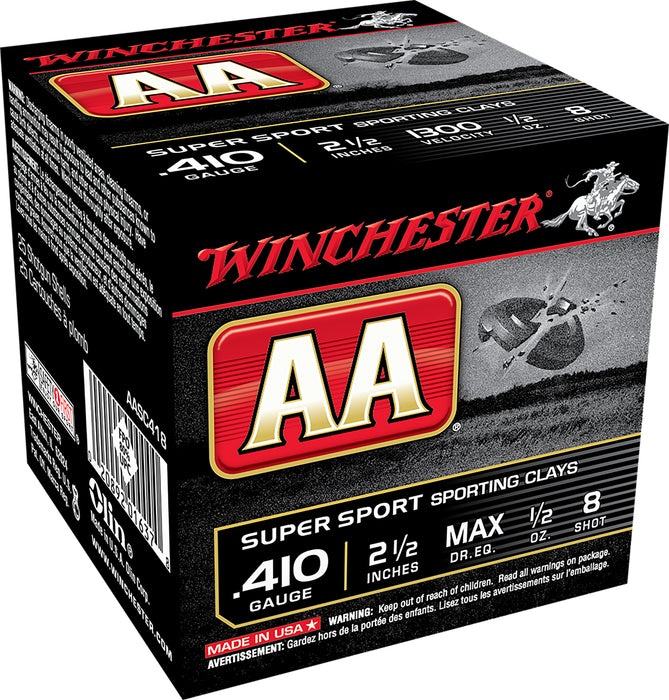 Winchester Ammo AASC418VP AA Sporting Clay 410 Gauge 2.50" 1/2 oz 1300 fps 8 Shot 100 Bx/25 Cs (Value Pack)