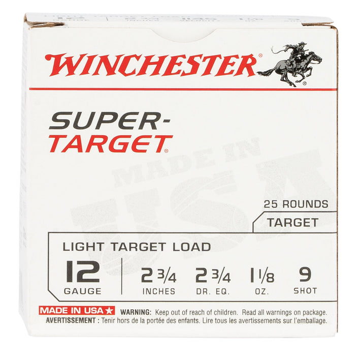 Winchester Ammo TRGT129 Super-Target Light Target 12 Gauge 2.75" 1 1/8 oz 1145 fps 9 Shot 25 Bx/10 Cs