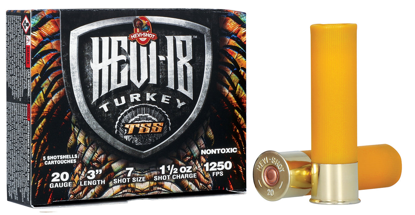 HEVI-Shot HS7007 HEVI-18 Turkey TSS 20 Gauge 3" 1 1/2 oz 1250 fps Tungsten 7 Shot 5 Bx/10 Cs