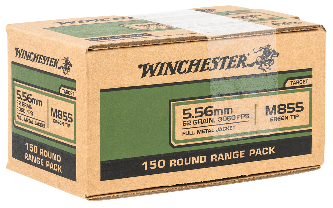 Winchester Ammo WM855150 USA M855 Green Tip 5.56x45mm NATO 62 gr 3060 fps Full Metal Jacket (FMJ) 150 Bx/4 Cs (Value Pack)