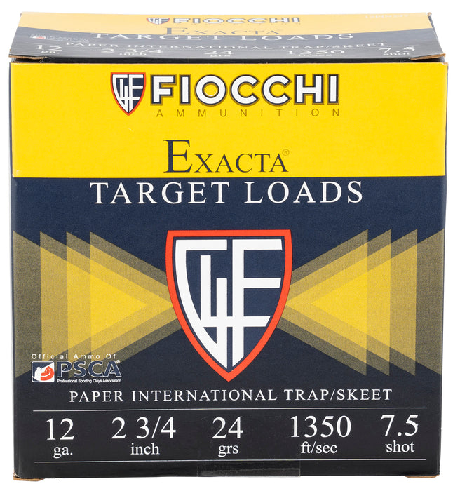 Fiocchi 12PIN247 Exacta Target Paper International 12 Gauge 2.75" 24 gram 1350 fps 7.5 Shot 25 Bx/10 Cs