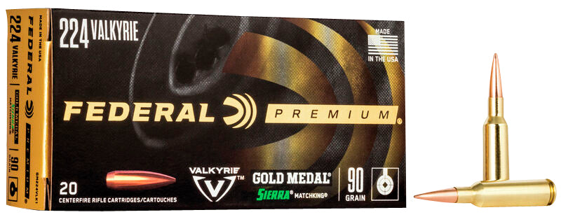 Federal GM224VLKTMK Premium Gold Medal 224 Valkyrie 77 gr Tipped MatchKing 20 Bx/10 Cs