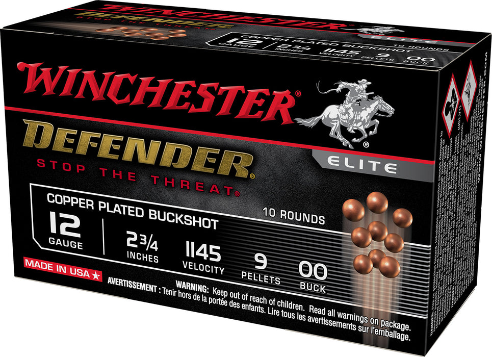 Winchester Ammo SB1200PD Defender  12 Gauge 2.75" 9 Pellets 1145 fps Copper-Plated 00 Buck Shot 10 Bx/10 Cs