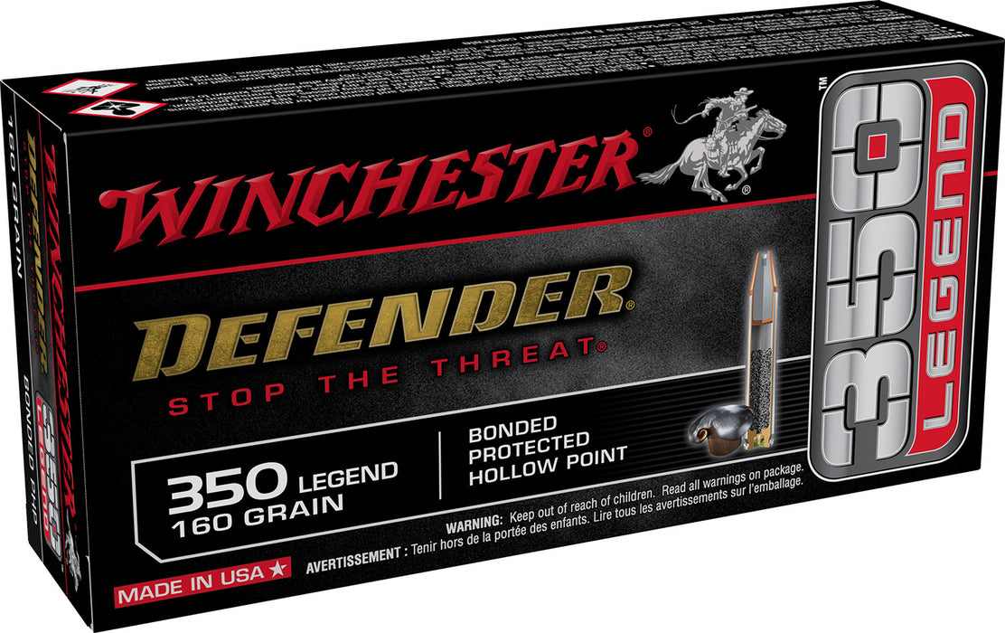 Winchester Ammo S350PDB Defender  350 Legend 160 gr 2225 fps Bonded Protected Hollow Point 20 Bx/10 Cs