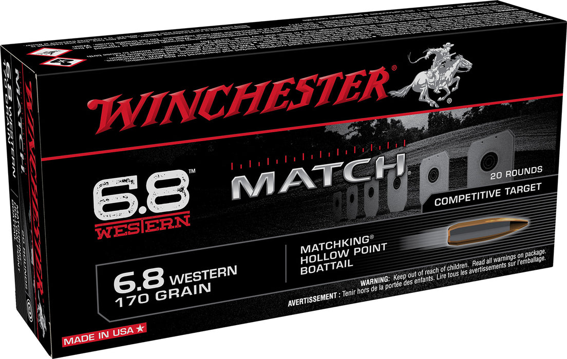 Winchester Ammo S68WM Match  6.8 Western 170 gr 2910 fps Sierra MatchKing BTHP (SMBTHP) 20 Bx/10 Cs