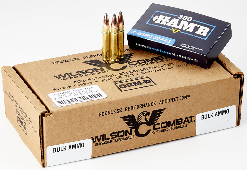 Wilson Combat A300HMR150BTSP Centerfire Rifle  300 HAM'R 150 gr 2310 fps Speer Boat-Tail Soft Point (BTSP) 20 Bx/10 Cs