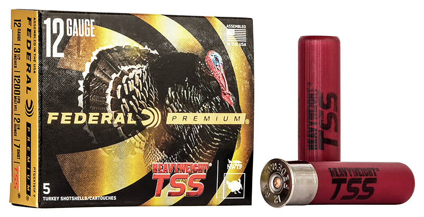 Federal PTSSX191F7 Premium Turkey Heavyweight TSS 12 Gauge 3.50" 2 1/4 oz 1200 fps Tungsten 7 Shot 5 Bx/50 Cs