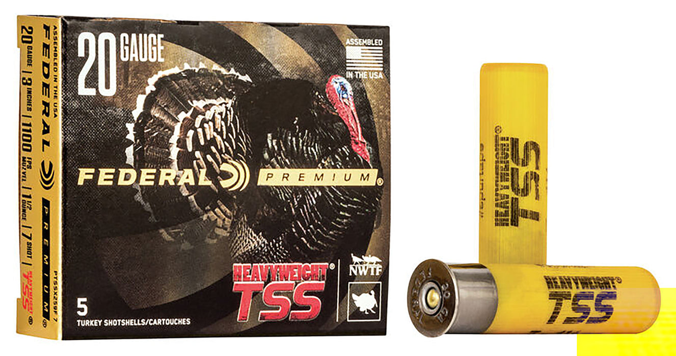 Federal PTSSX259F7 Premium Turkey Heavyweight TSS 20 Gauge 3" 1 1/2 oz 1100 fps Tungsten 7 Shot 5 Bx/50 Cs