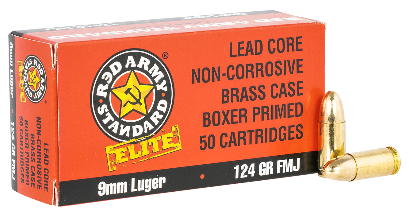 Red Army Standard AM3295 Red Army Standard  9mm Luger 124 gr Full Metal Jacket (FMJ) 50 Bx/20 Cs