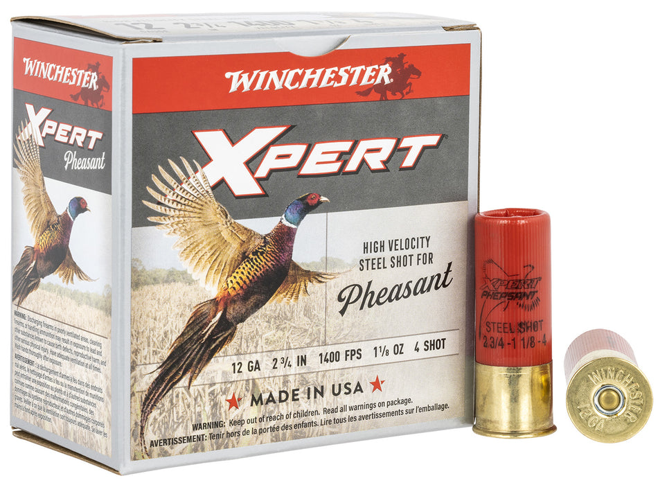 Winchester Ammo WEXP12H4 Xpert Pheasant Lead Free High Velocity 12 Gauge 2.75" 1 1/8 oz 1400 fps 4 Shot 25 Bx/10 Cs