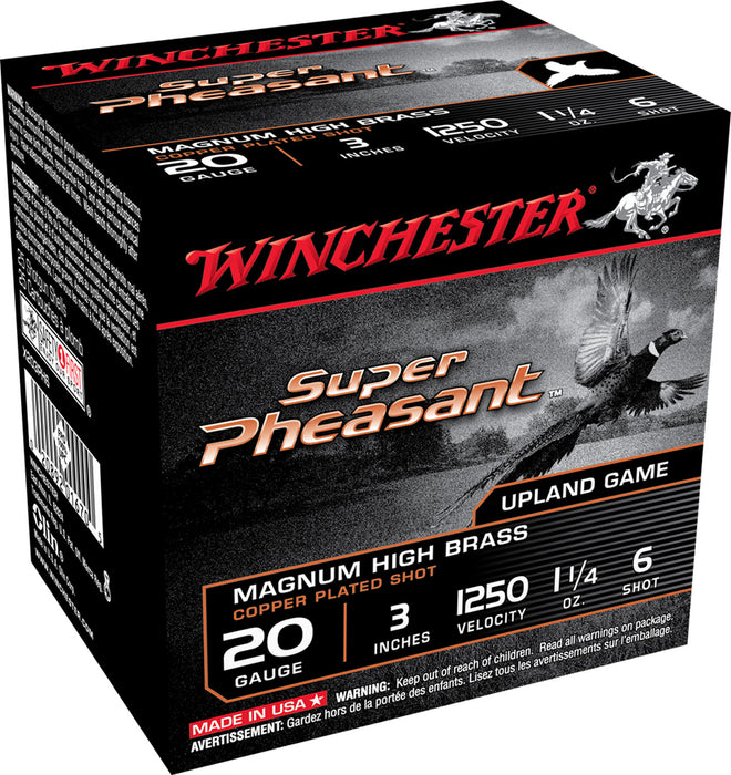 Winchester Ammo X203PH6 Super Pheasant Magnum High Brass 20 Gauge 3" 1 1/4 oz 1250 fps 6 Shot 25 Bx/10 Cs