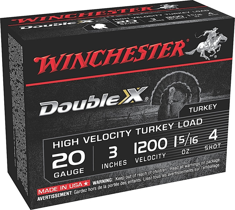 Winchester Ammo STH2034 Double X High Velocity Turkey 20 Gauge 3" 1 5/16 oz 4 Shot 10 Per Box/10 Cs