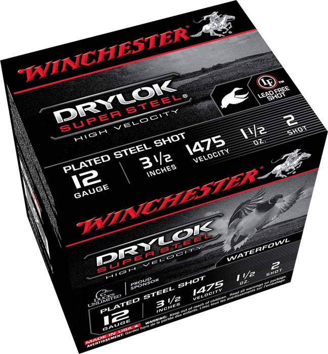 Winchester Ammo SSH12LH2 DryLock Super  High Velocity 12 Gauge 3.50" 1 1/2 oz 1475 fps 2 Shot 25 Bx/10 Cs