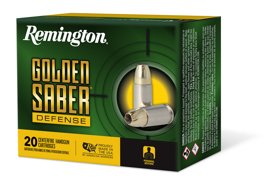 Remington Ammunition 27605 Golden Saber Defense  380 ACP 102 gr 815 fps Brass Jacket Hollow Point (BJHP) 20 Bx/25 Cs