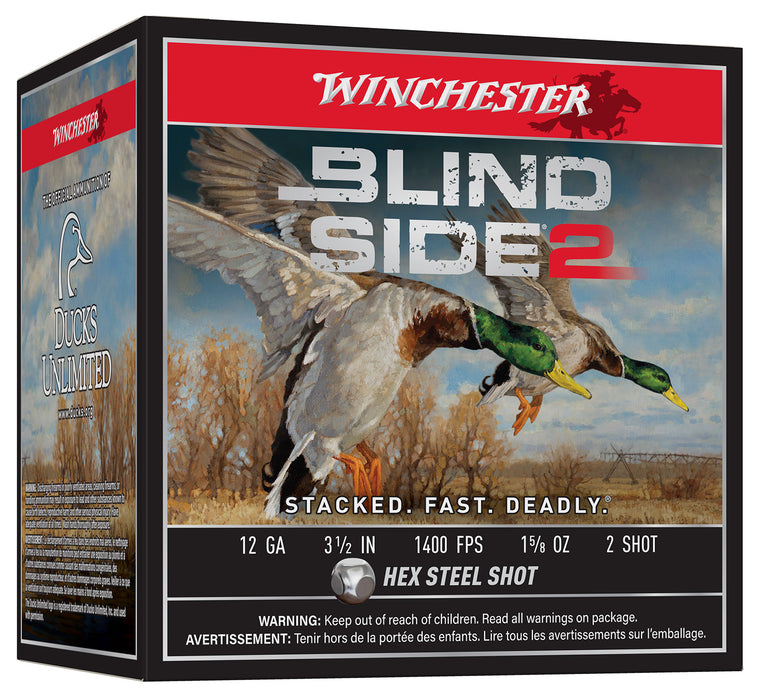 Winchester Ammo XBS12L2 Blind Side 2  12 Gauge 3.50" 1 5/8 oz 1400 fps 2 Shot 25 Bx/10 Cs