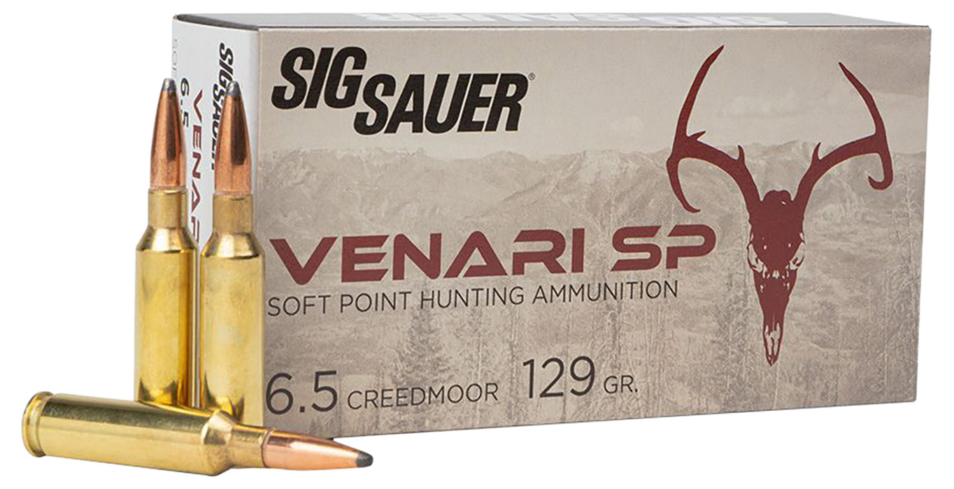 Sig Sauer V65CMSP129-20 Venari  6.5 Creedmoor 129 gr 2820 fps Soft Point (SP) 20 Bx/10 Cs