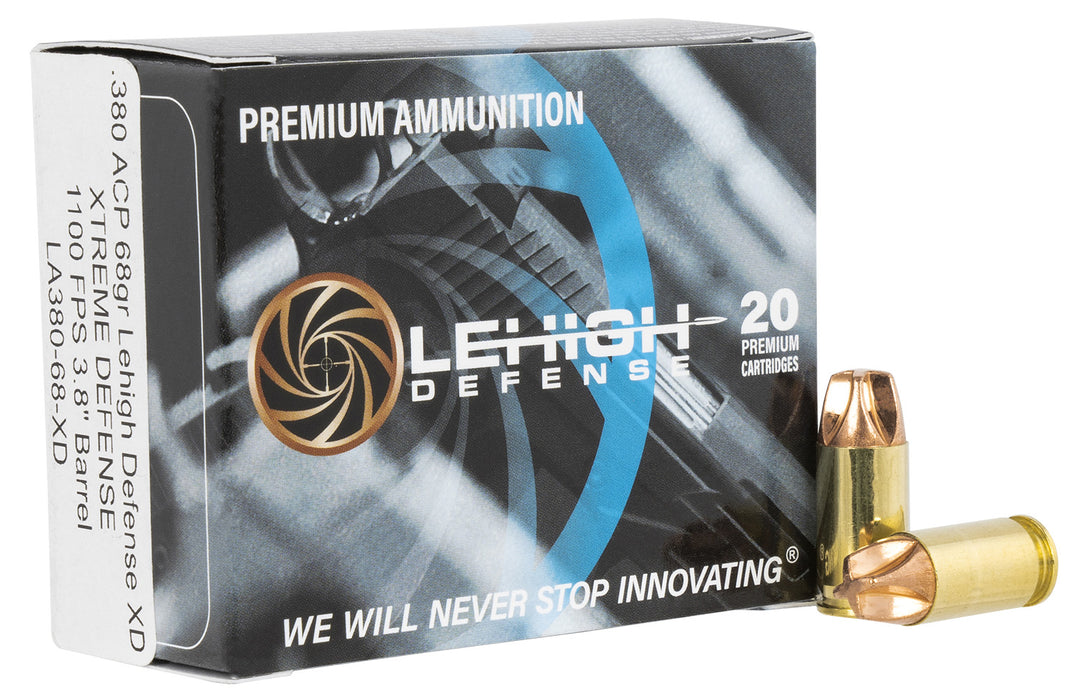 Lehigh Defense LA38068XD Xtreme Defense  380 ACP 65 gr Lehigh Defense XD FMT 20 Per Box/10 Cs