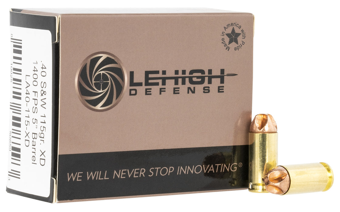 Lehigh Defense LA40115XD Xtreme Defense  40 S&W 115 gr Lehigh Defense XD FMT 20 Per Box/10 Cs