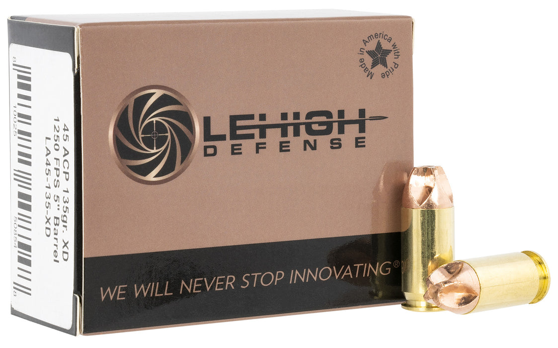 Lehigh Defense LA45135XD Xtreme Defense  45 ACP 135 gr Lehigh Defense XD FMT 20 Per Box/10 Cs