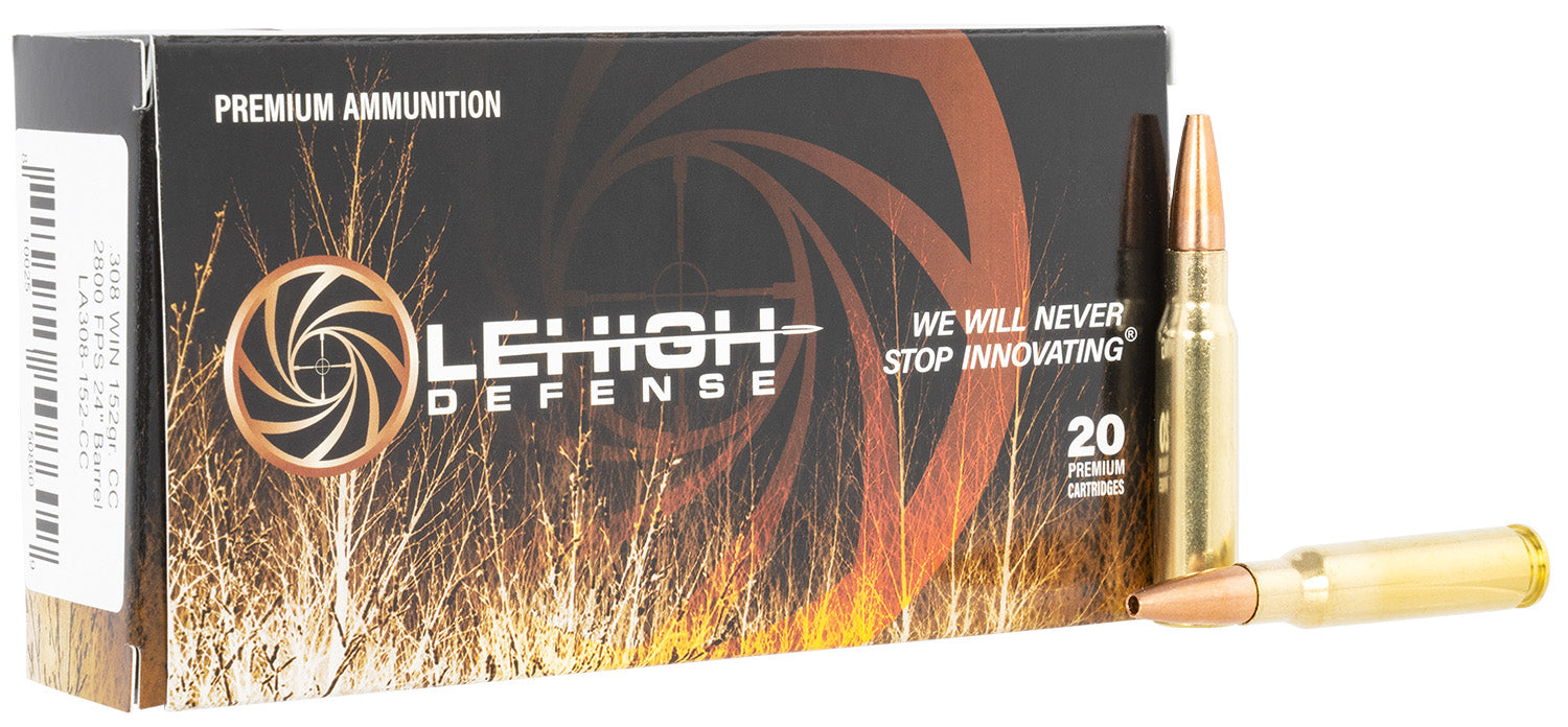 Lehigh Defense LA308152CC Controlled Chaos  308 Win 152 gr 2800 fps Lehigh Defense Controlled Chaos 20 Bx/10 Cs