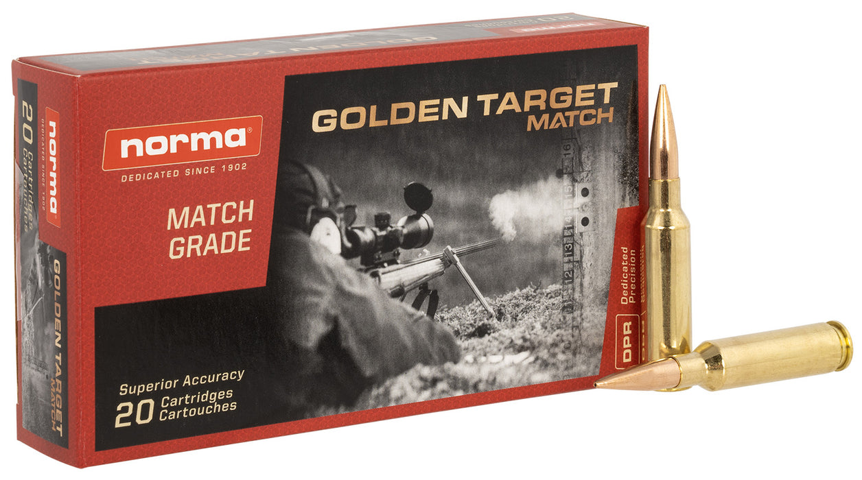 Norma Ammunition 10166522 Dedicated Precision Golden Target Match 6.5 Creedmoor 143 gr BTHP 20 Per Box/ 10 Cs