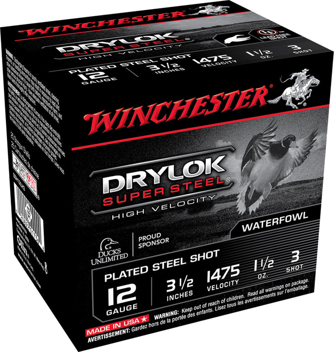 Winchester Ammo SSH12LH3 DryLock Super  12 Gauge 3.50" 1 1/2 oz 3 Shot 25 Per Box/10 Cs