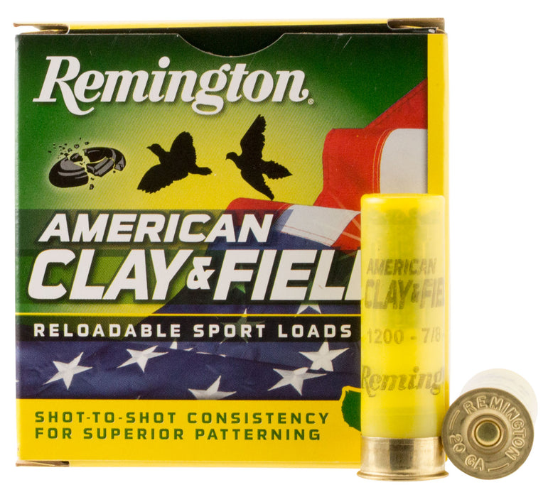 Remington Ammunition 20379 American Clay & Field  20 Gauge 2.75" 7/8 oz 1200 fps 8 Shot 25 Bx/10 Cs