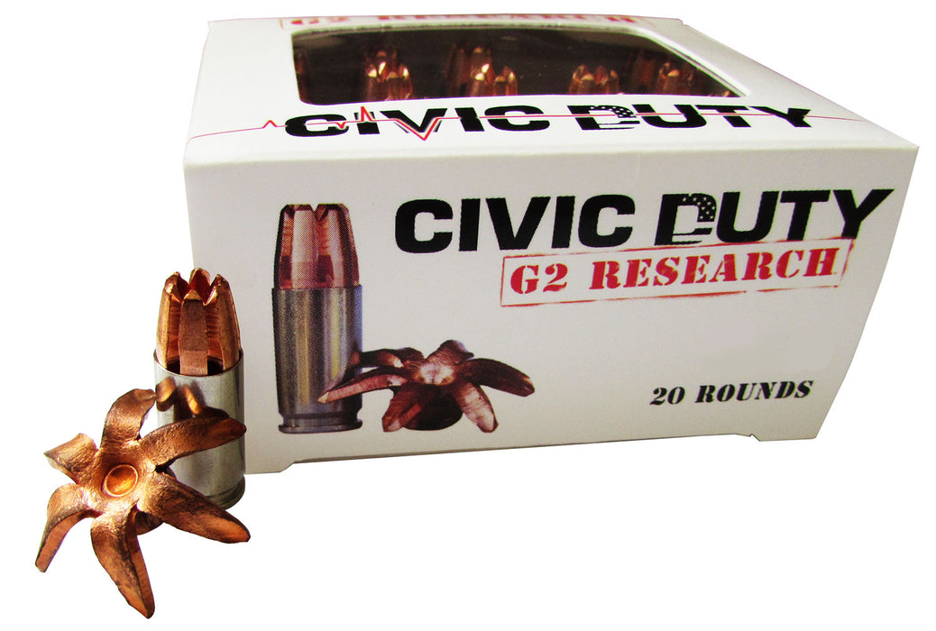 G2 Research CIVIC 45 ACP Civic Duty  45 ACP 164 gr Copper Expansion Projectile (CEP) 20 Per Box/25 Cs