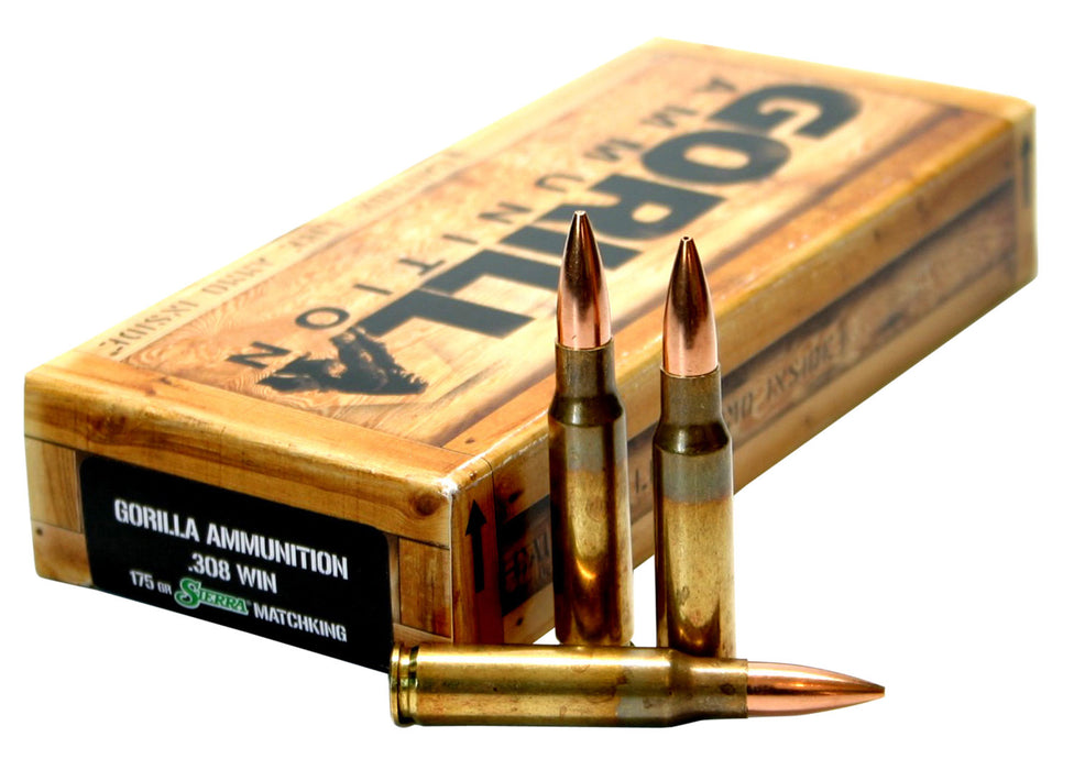 Gorilla Ammo GA308175SMK Gorilla Match  308 Win 175 gr Sierra MatchKing 20 Per Box/10 Cs